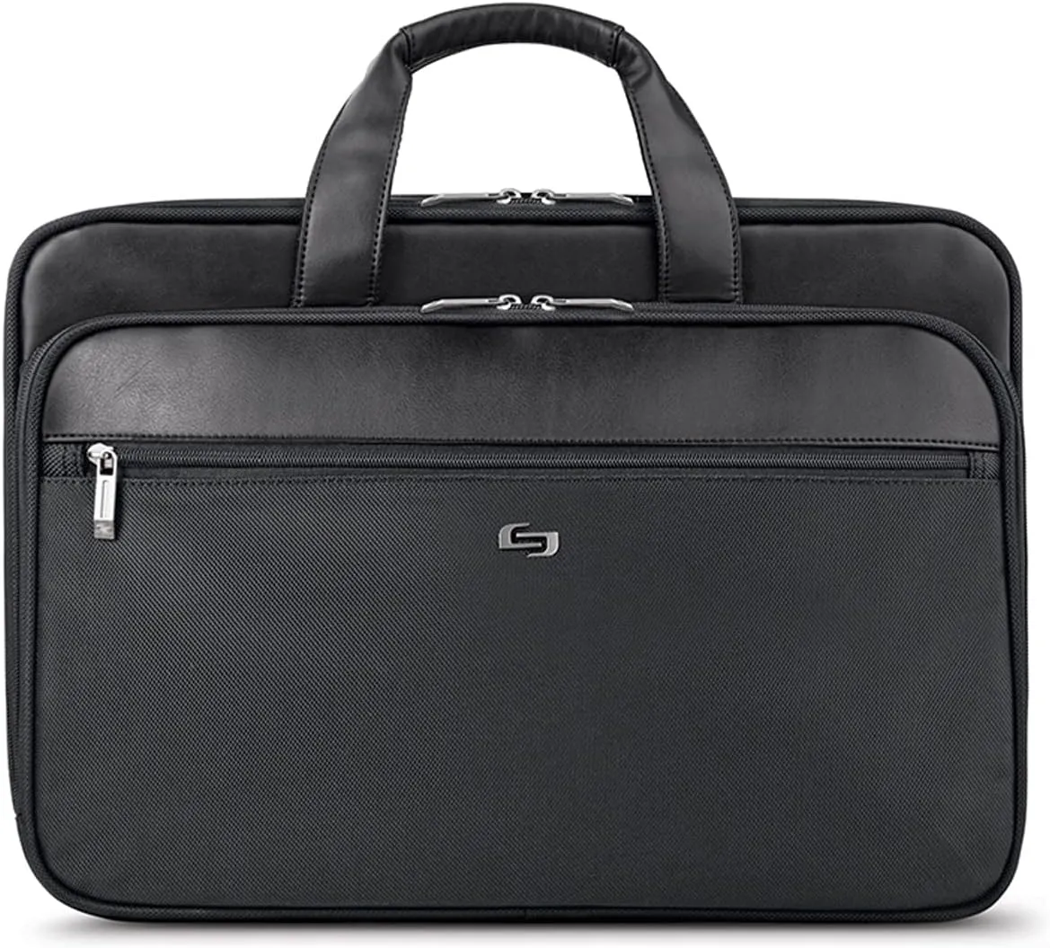 Solo New York Briefcase - Laptop Carrying Bag for Women & Men, Brief for Travel & Work, File Compartment, Retractable Shoulder Strap, Fits 16" Computer - Paramount, Black