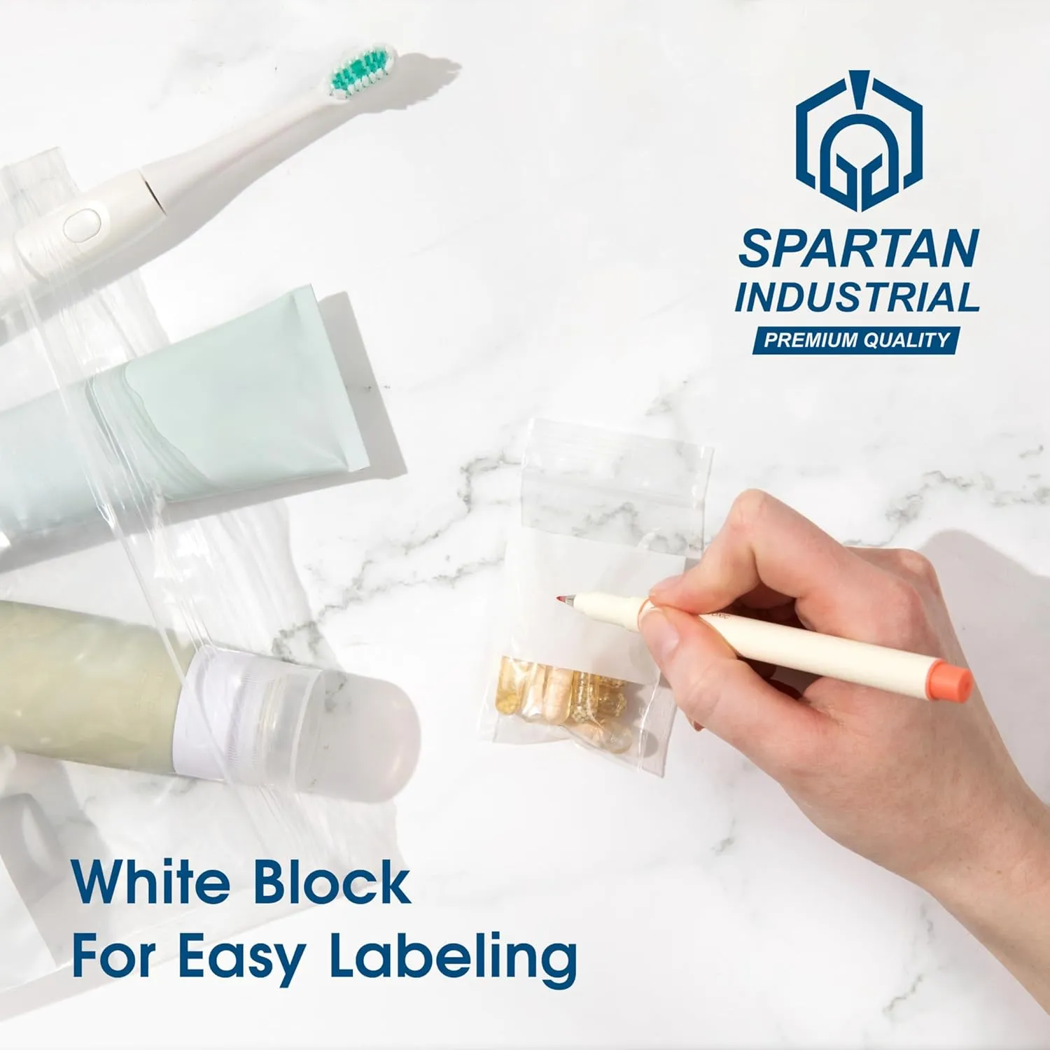 Spartan Industrial - 6" X 9" Zip Top Resealable Bags With Writable White Block (1000 Count) 2 Mil Clear Bags for Game, Toy, and Small Parts Storage
