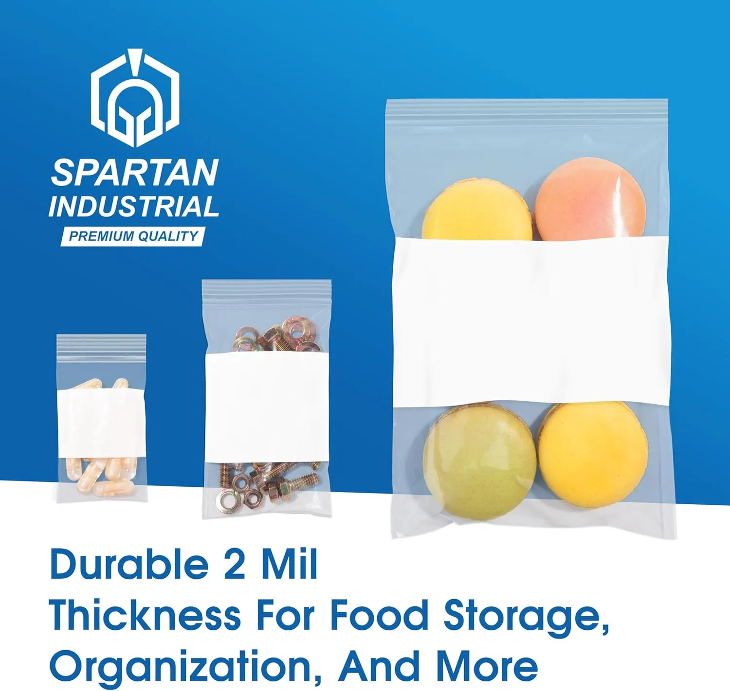 Spartan Industrial - 6" X 9" Zip Top Resealable Bags With Writable White Block (1000 Count) 2 Mil Clear Bags for Game, Toy, and Small Parts Storage