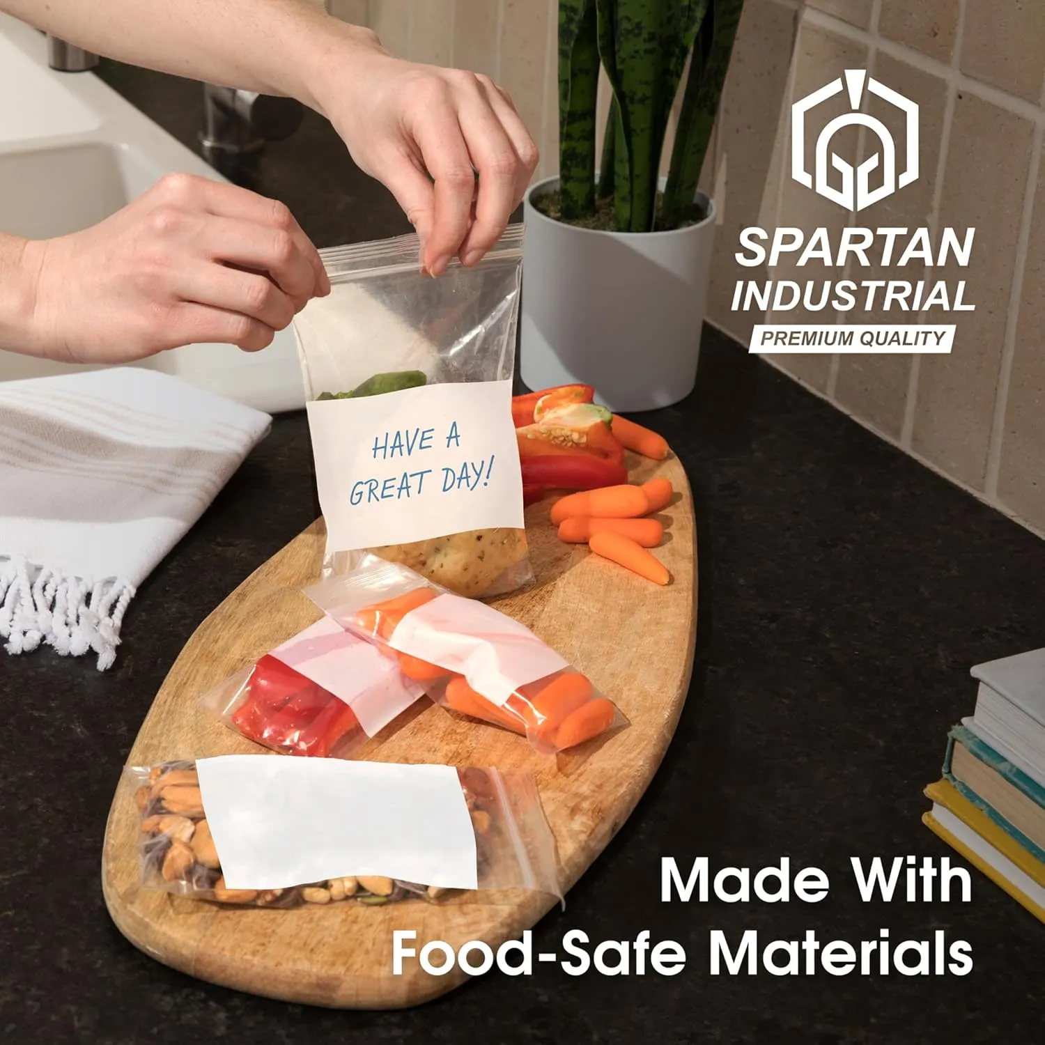 Spartan Industrial - 6" X 9" Zip Top Resealable Bags With Writable White Block (1000 Count) 2 Mil Clear Bags for Game, Toy, and Small Parts Storage