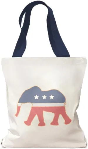 Speedy Pros Canvas Tote Bag for Women Patriotic Elephant Art Republican Beach Bags for Women