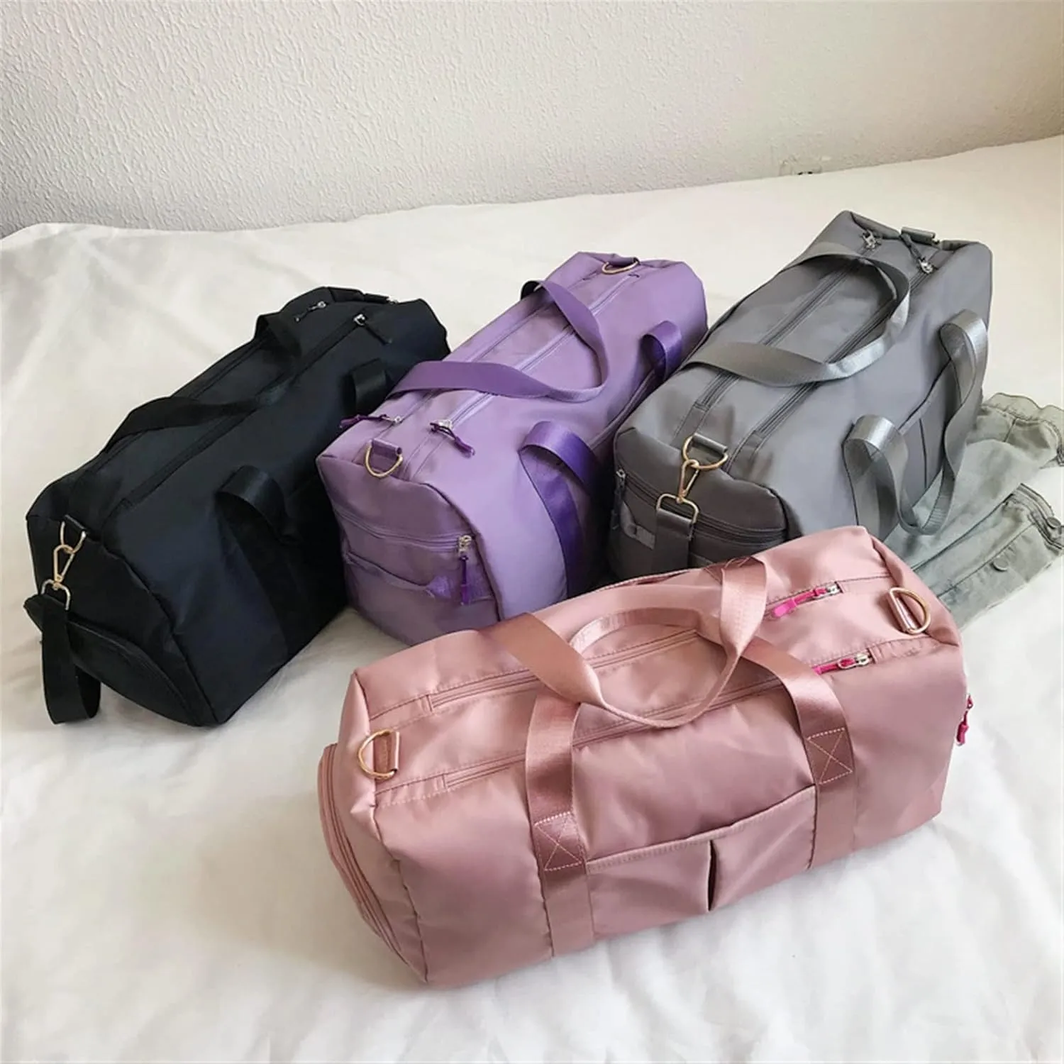 Sports Duffel Bags Dry Wet Black Gym Bag Women Shoe Compartment Training Yoga Sac De Sport Bags For Fitness(Dark Purple)