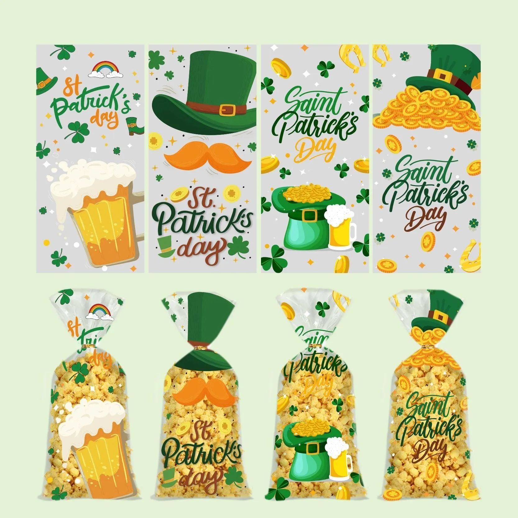 St. Patrick's Day Cookie Bags High-quality OPP 150PCS