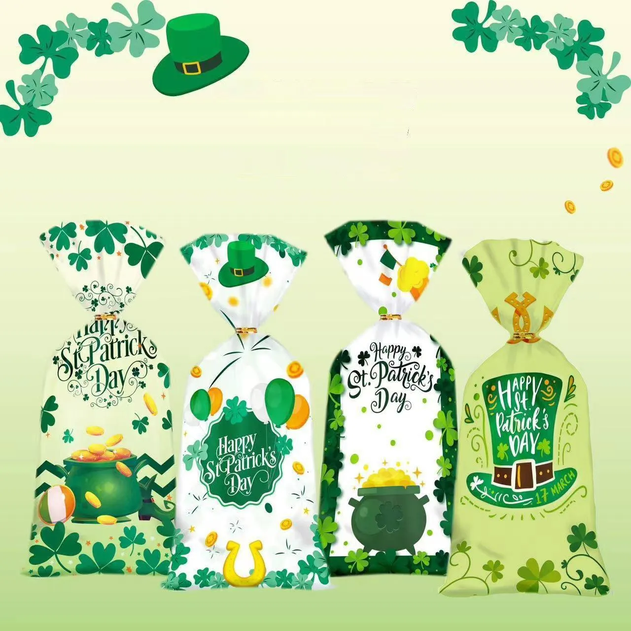 St. Patrick's Day Cookie Bags High-quality OPP 150PCS