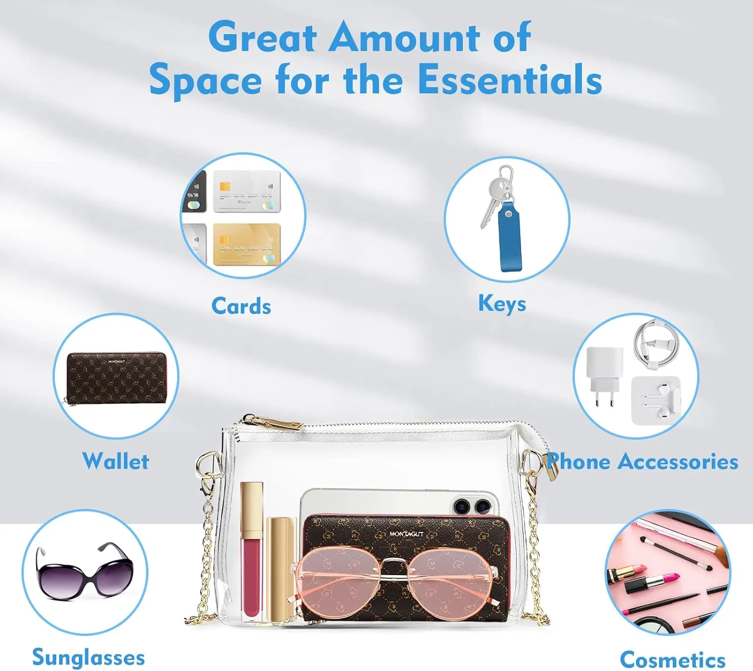 Stadium Approved Bags for Women - PVC Purse, Concert Bag