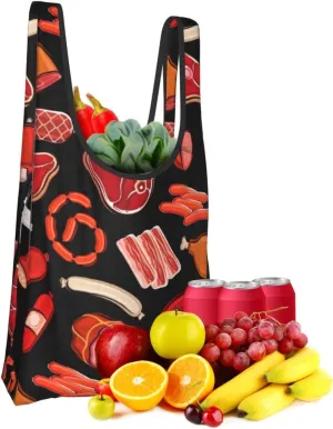 steam engine pulling a train Reusable Shopping Grocery Bags Foldable, Washable Grocery Tote with Pouch