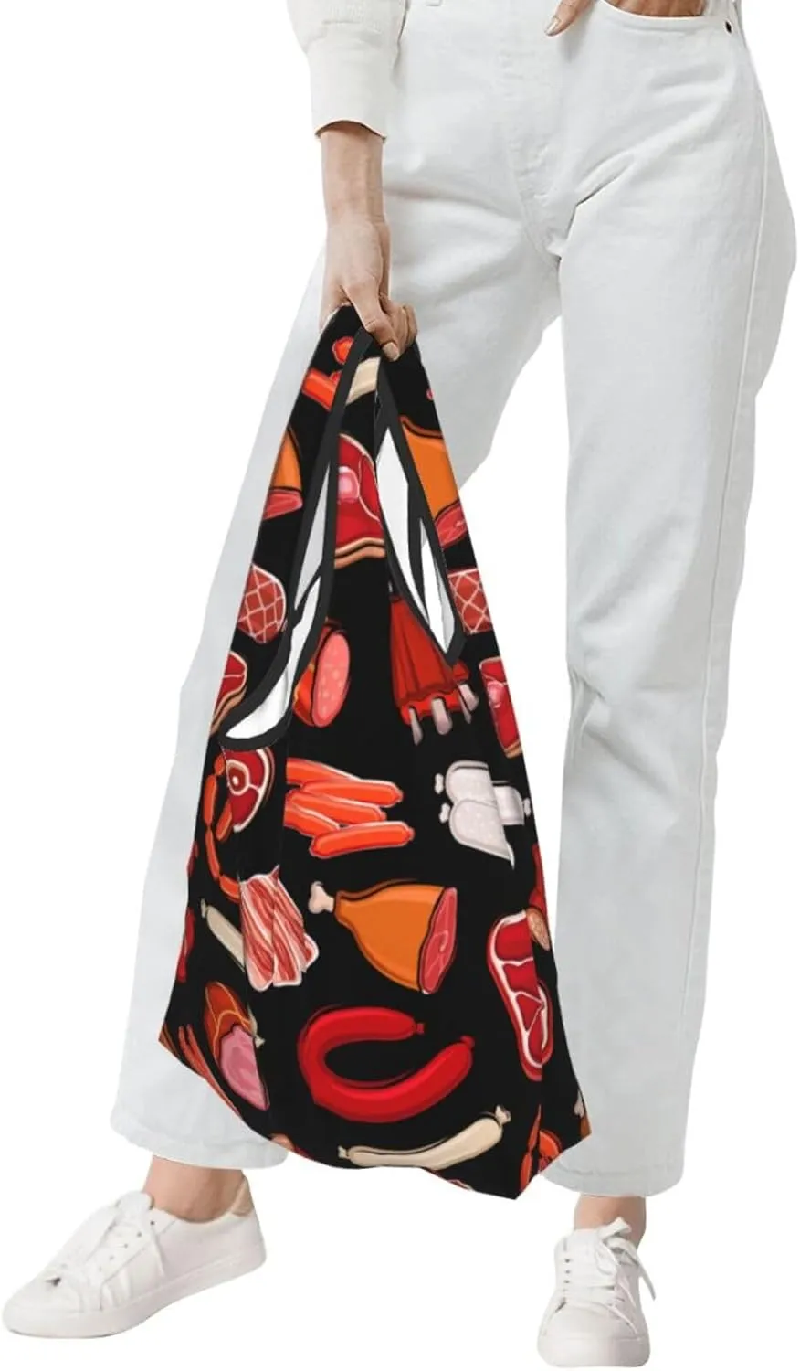 steam engine pulling a train Reusable Shopping Grocery Bags Foldable, Washable Grocery Tote with Pouch