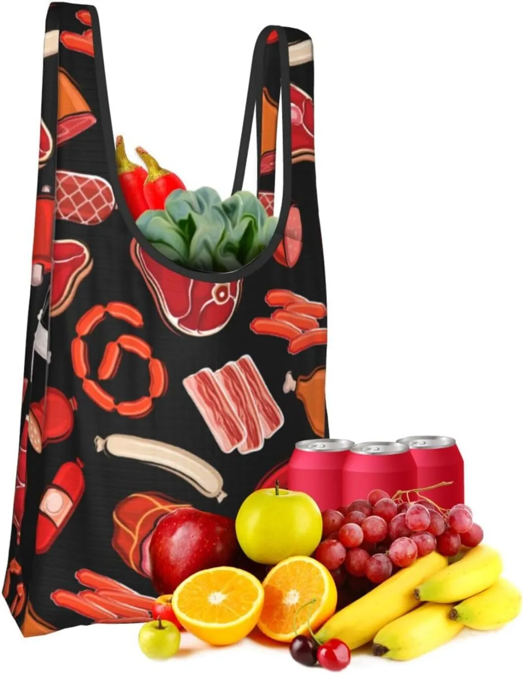 steam engine pulling a train Reusable Shopping Grocery Bags Foldable, Washable Grocery Tote with Pouch