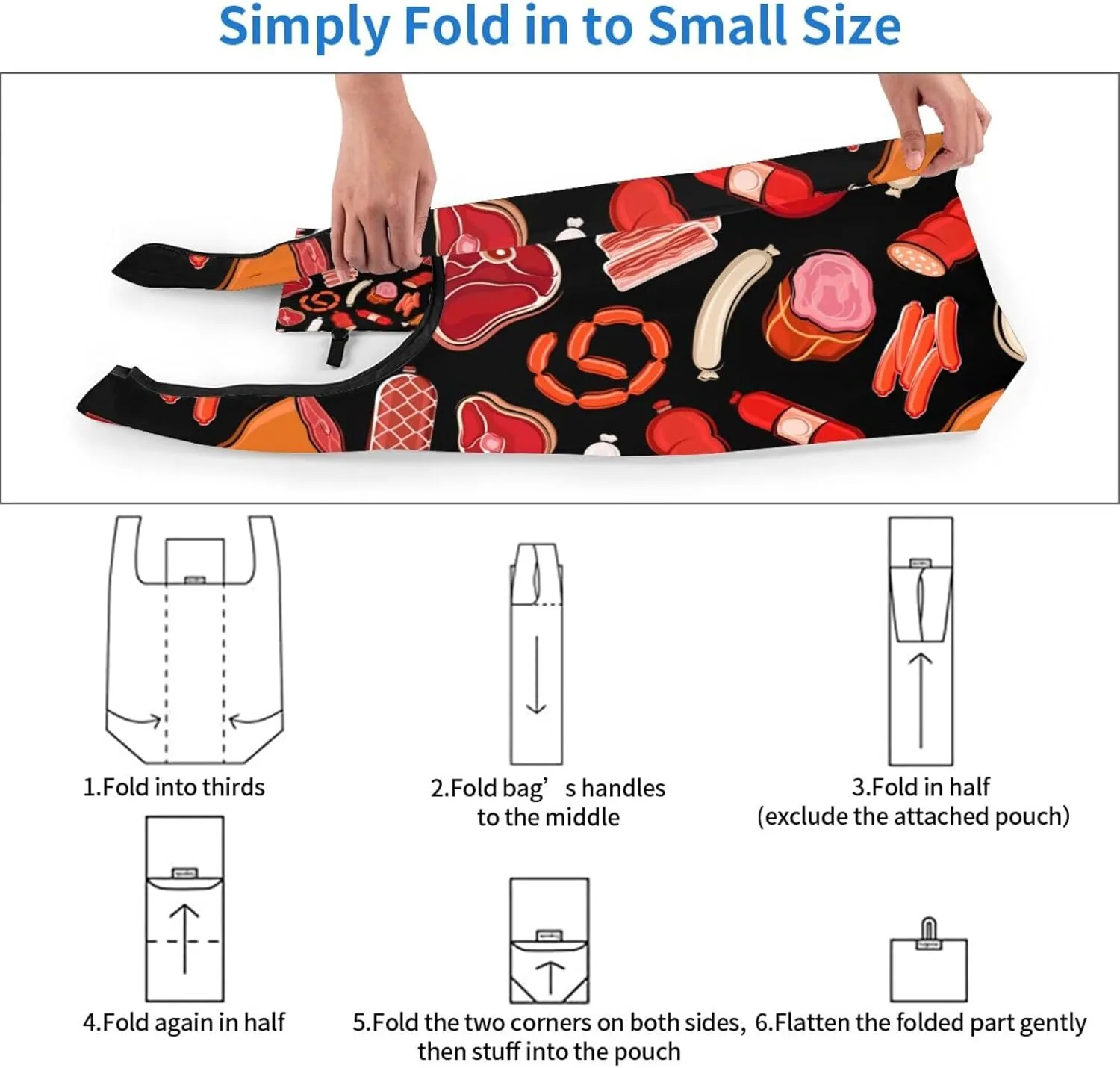 steam engine pulling a train Reusable Shopping Grocery Bags Foldable, Washable Grocery Tote with Pouch