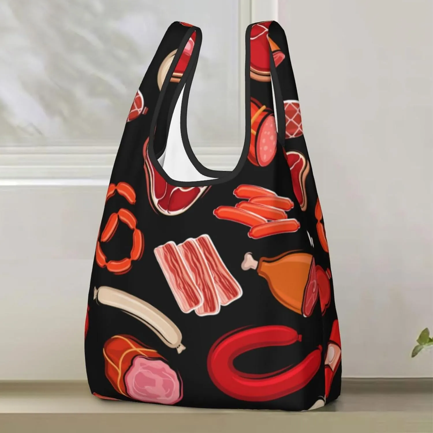 steam engine pulling a train Reusable Shopping Grocery Bags Foldable, Washable Grocery Tote with Pouch