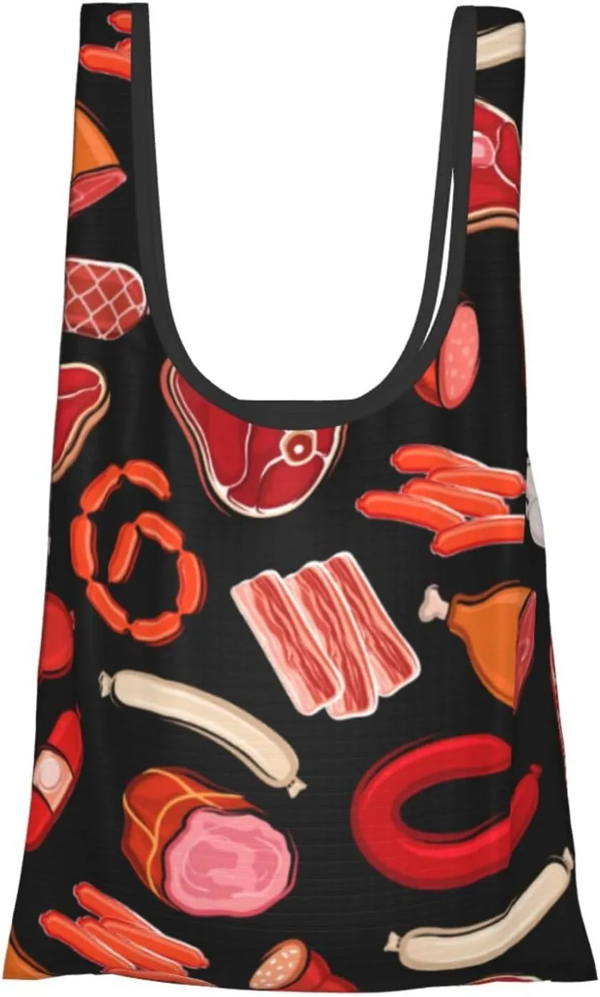 steam engine pulling a train Reusable Shopping Grocery Bags Foldable, Washable Grocery Tote with Pouch