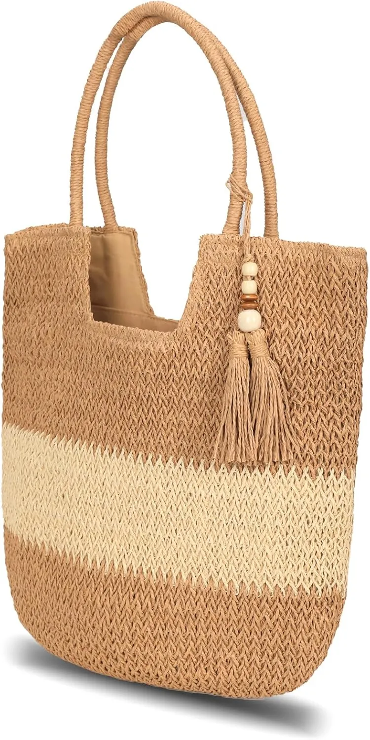 Straw Bags For Women | Travel Straw Handbag Totes Bag | Fashion Woven Summer Handmade Shoulder Bag