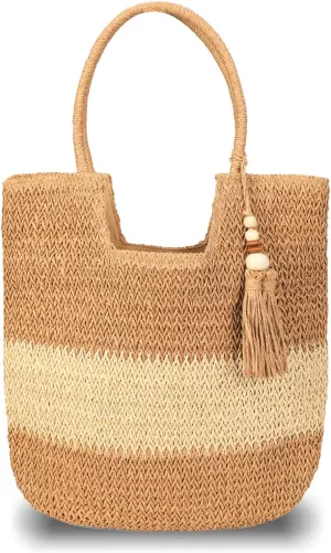 Straw Bags For Women | Travel Straw Handbag Totes Bag | Fashion Woven Summer Handmade Shoulder Bag