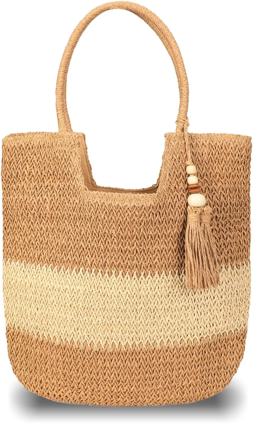 Straw Bags For Women | Travel Straw Handbag Totes Bag | Fashion Woven Summer Handmade Shoulder Bag