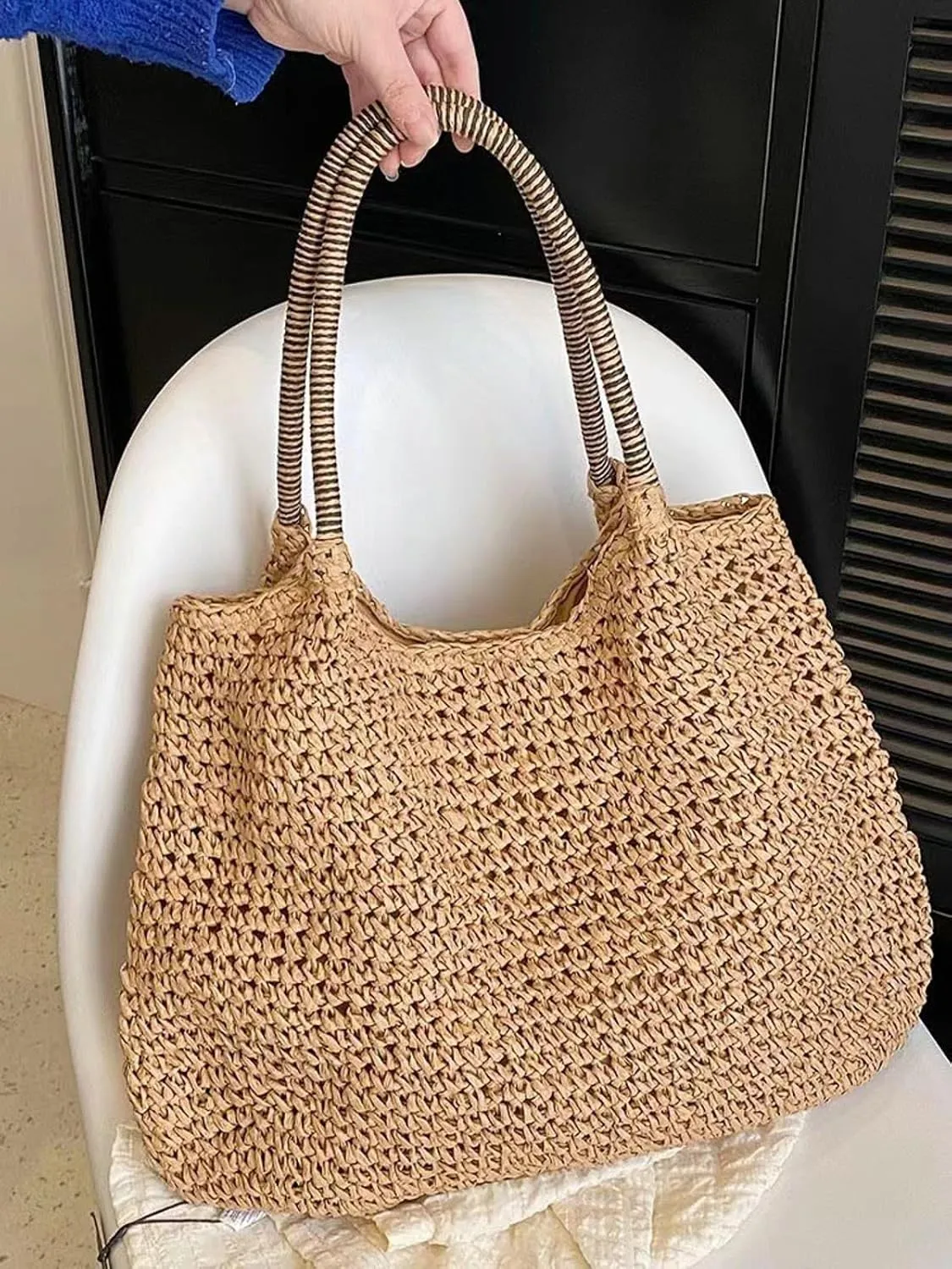 Straw Beach Bag for Women Hobo Tote Purse Shoulder Bag Everything Holiday Work Everyday Summer Outdoor Vacation