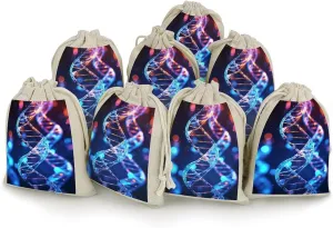 STVNKML 8-Pack DNA Genetic Helix Drawstring Gift Bags Cotton Linen Party Favors Bags for Decorated Event Favors