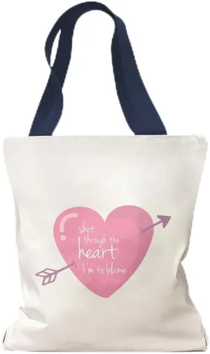 Style In Print Canvas Tote Reusable Shopping Bag Shot Through The Heart I'M to Blame Beach Bags for Women