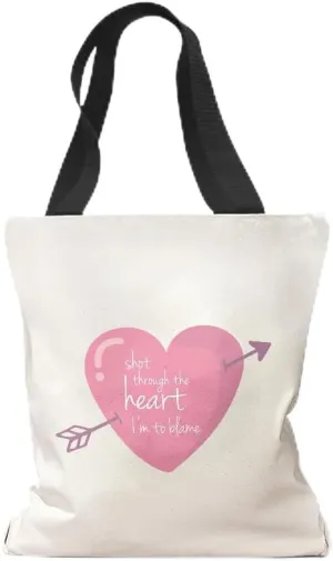 Style In Print Canvas Tote Reusable Shopping Bag Shot Through The Heart I'M to Blame Beach Bags for Women