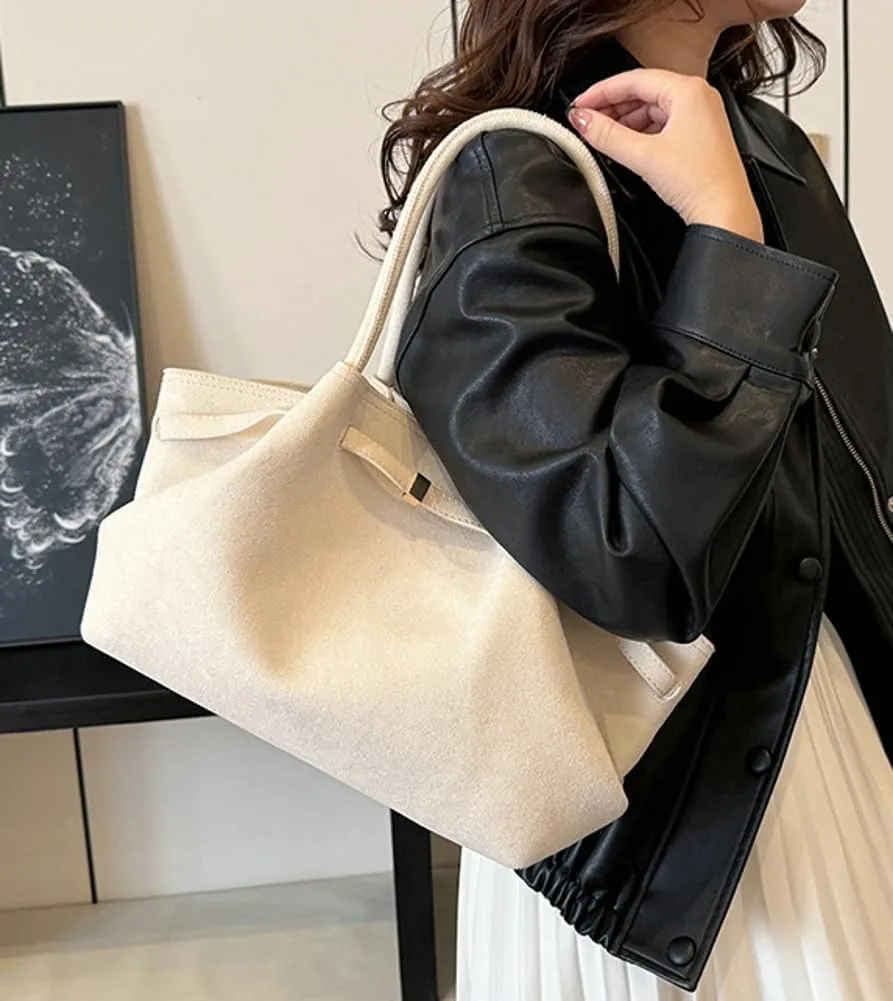 Suede Hobo Bags for Women Slouchy Suede Tote Top-handle Bag Vintage College Bag Satchels Fall Winter 2024