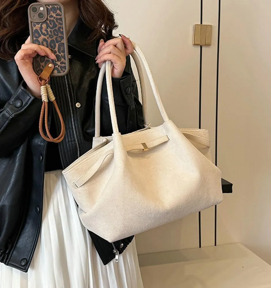 Suede Hobo Bags for Women Slouchy Suede Tote Top-handle Bag Vintage College Bag Satchels Fall Winter 2024