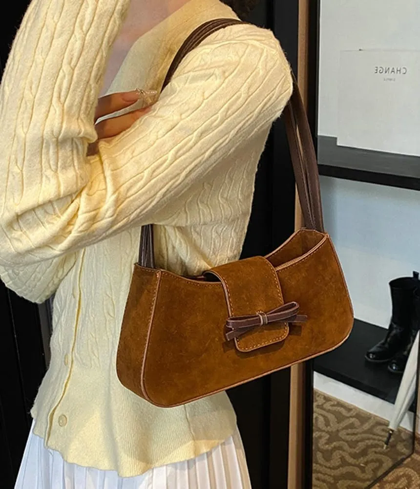 Suede Purse Handbag Evening Bag for Women Crescent Satchels Shoulder Bag Crossbody Purse Top-handle Tote Party Shopping