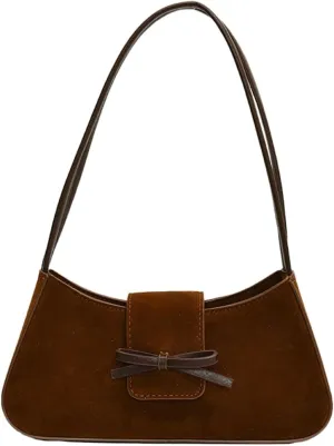 Suede Purse Handbag Evening Bag for Women Crescent Satchels Shoulder Bag Crossbody Purse Top-handle Tote Party Shopping
