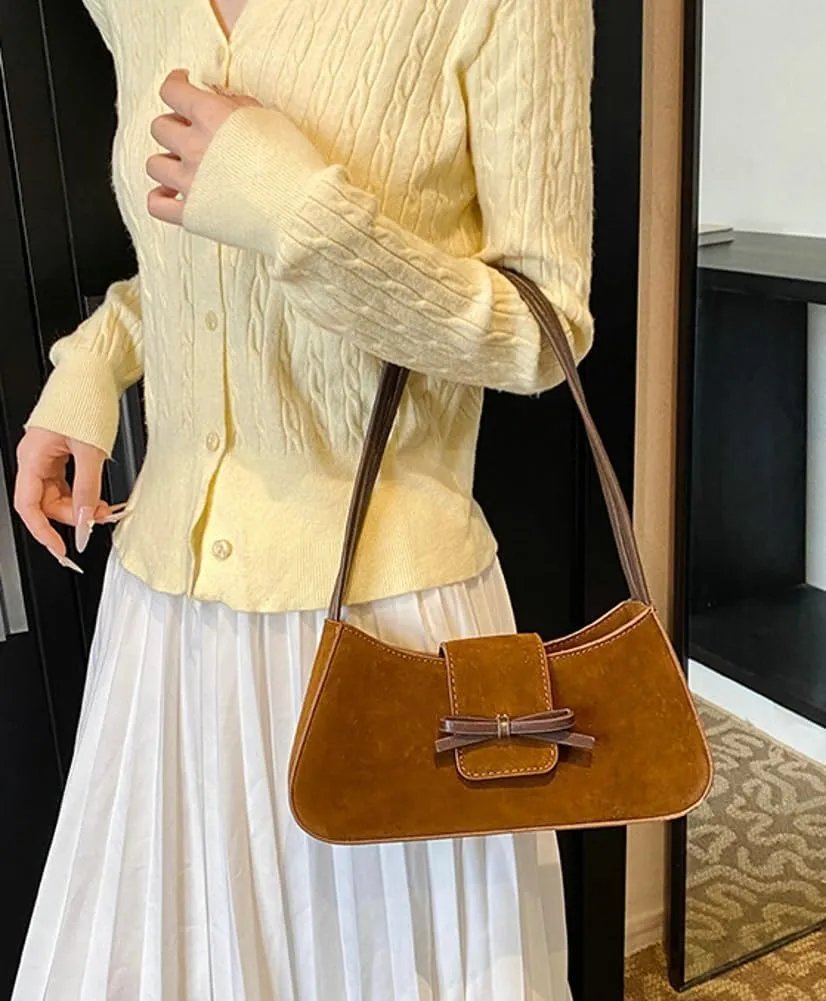 Suede Purse Handbag Evening Bag for Women Crescent Satchels Shoulder Bag Crossbody Purse Top-handle Tote Party Shopping