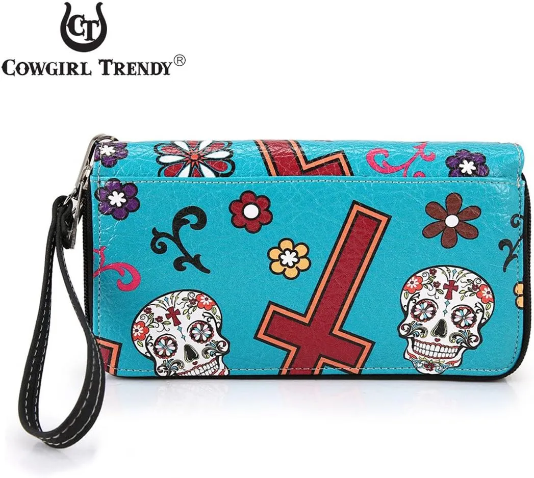 Sugar Skull Rose Flower Day of the Dead Purse Punk Gothic Totes Women Fashion Handbag Skeleton Shoulder Bag Wallet Set
