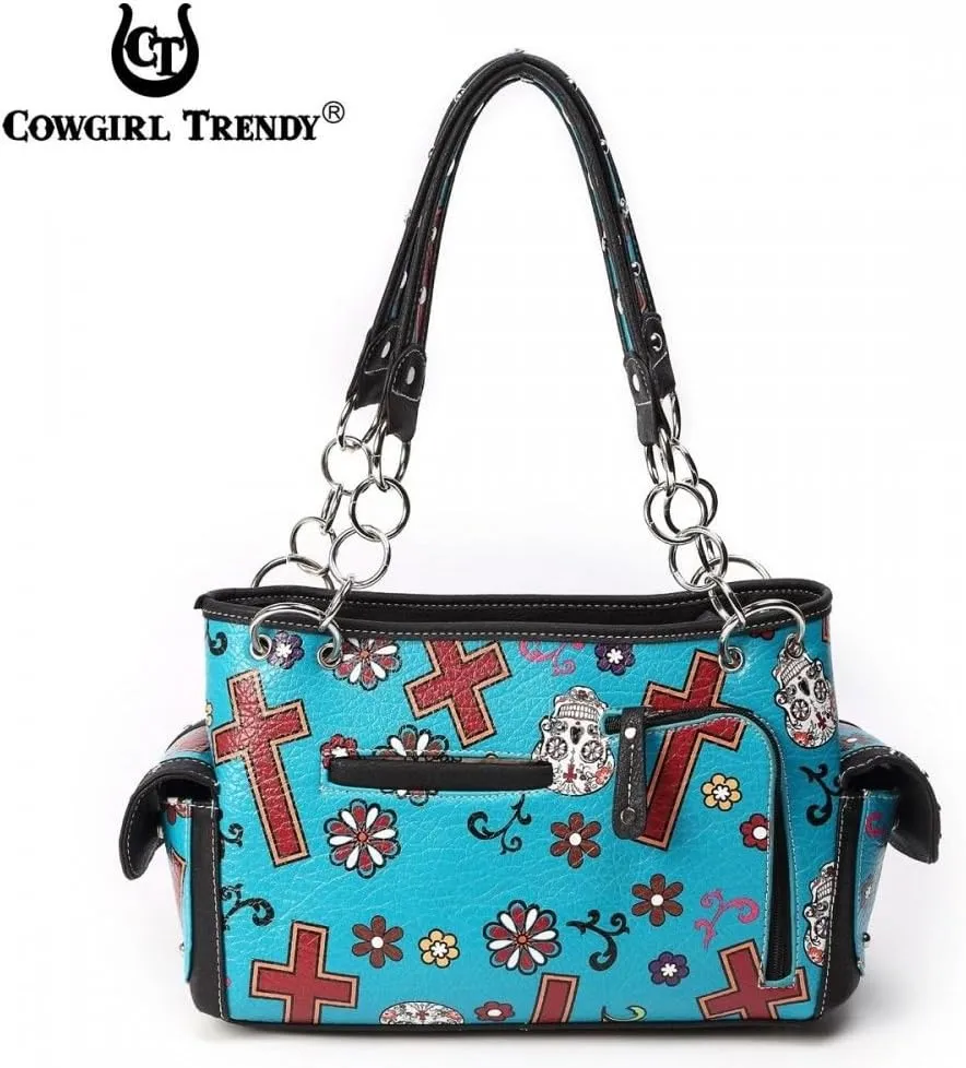 Sugar Skull Rose Flower Day of the Dead Purse Punk Gothic Totes Women Fashion Handbag Skeleton Shoulder Bag Wallet Set