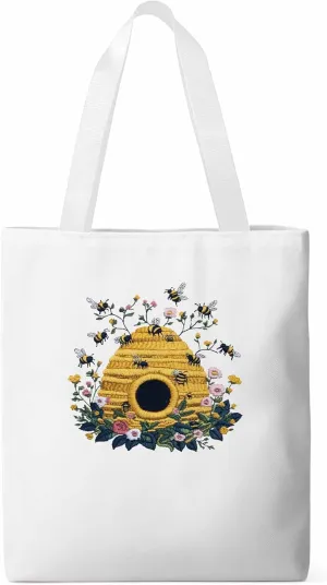 Summer Bee Butterfly Canvas Tote Bag, Aesthetic Canvas Tote Handbags for Women Shoulder Bag