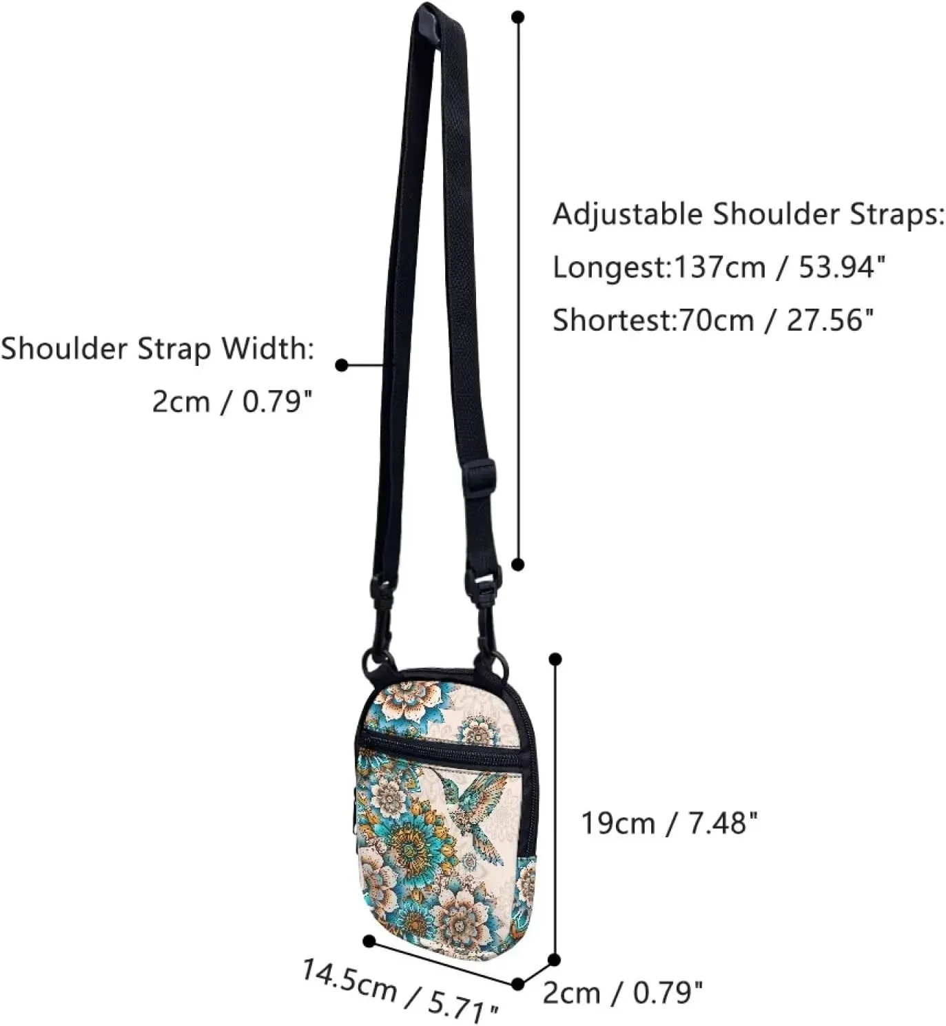 Suobstales Women Messenger Bag Mini Cross-Body Cell Phone Purse Shoulder Strap Wallet Pouch Bag Girls Crossbody Bag