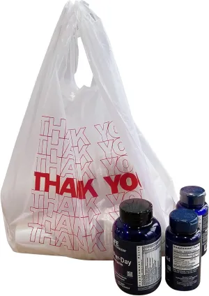 TashiBox 300Ct plastic bags/Shopping Bags/Thank You Bags/Reusable and Disposable Grocery Bags - Measures 11.5" X 6.25" X 21", 15mic, 0.6 Mil