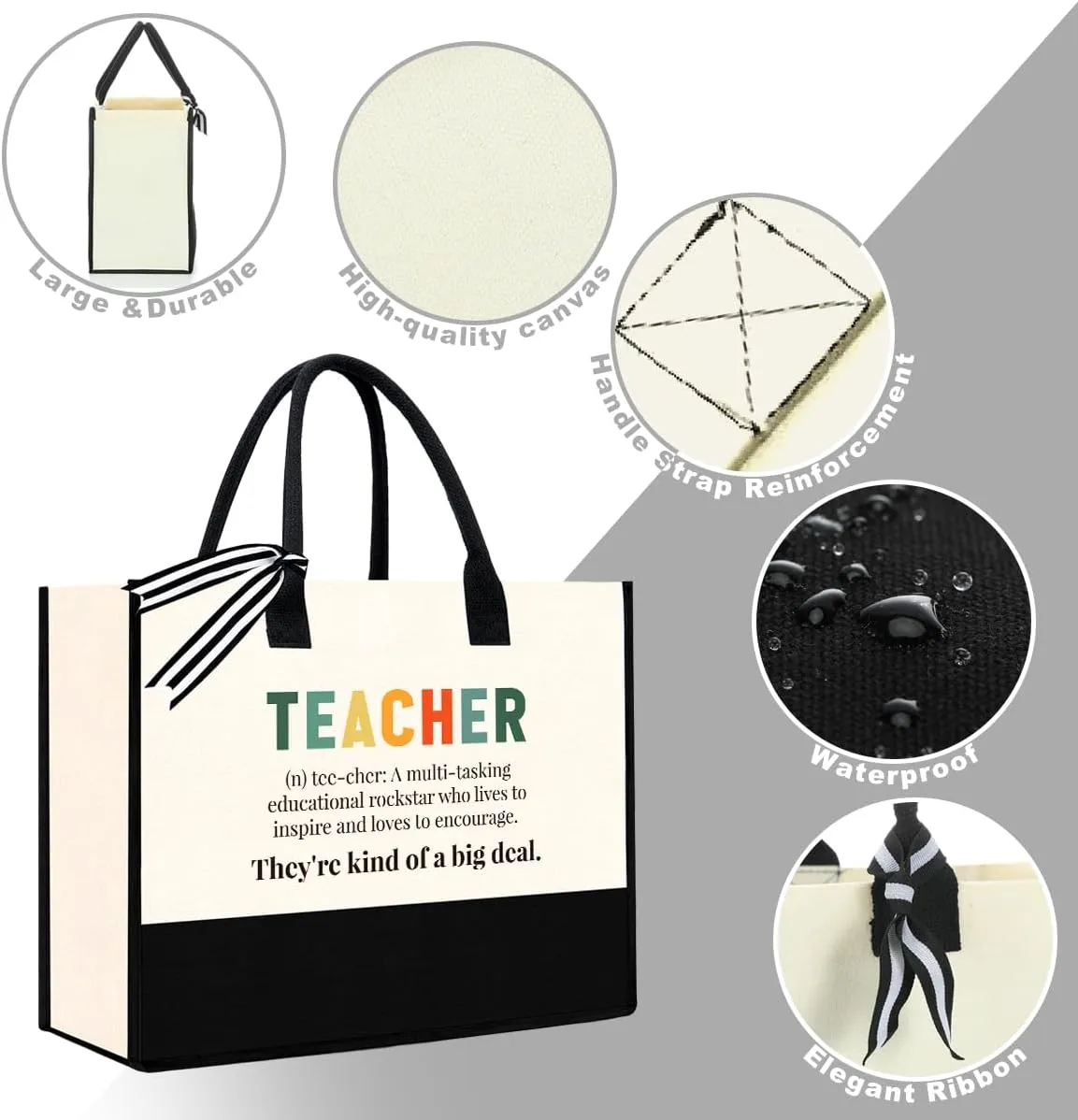 Teacher Tote Bag - Women's Teacher Appreciation & Birthday Gift - Beach Bag