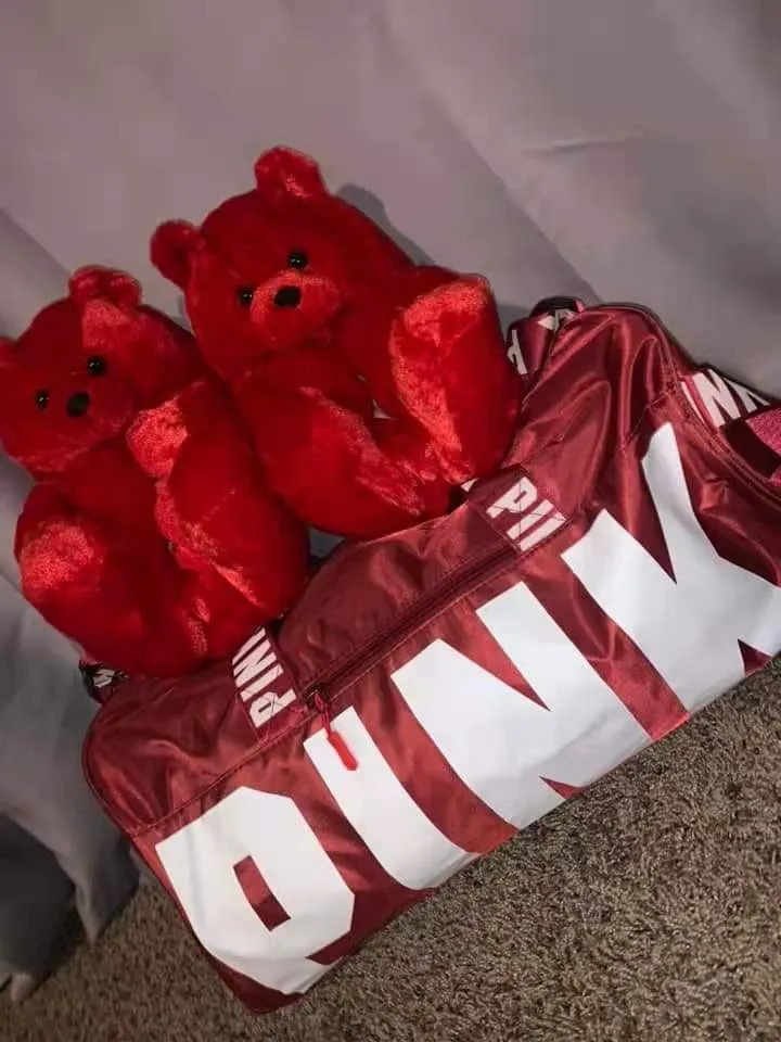 Teddy bear slippers  bags  SET
