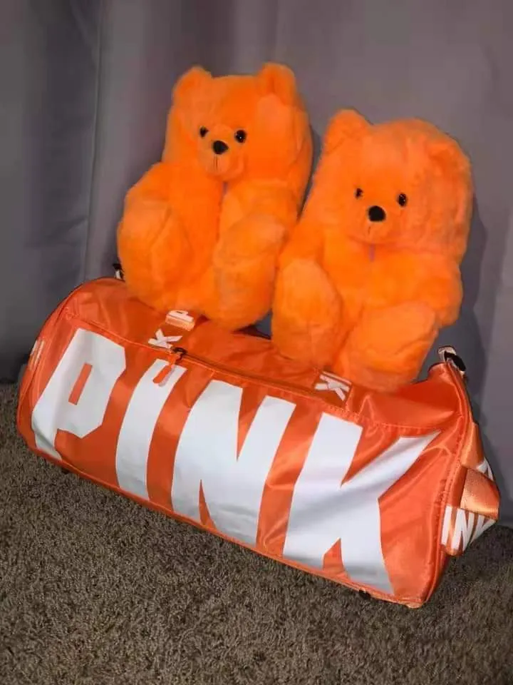 Teddy bear slippers  bags  SET