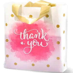 Thank You Bags - Bulk Plastic Shopping Bags, Extra Thick, Loop Handle, 50 Pack - 12x15In