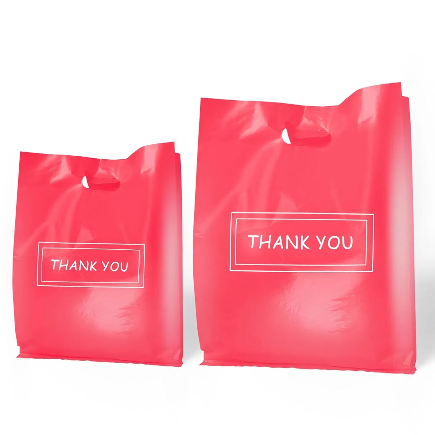 Thank You Bags for Small Business, Plastic Retail Bags Merchandise Bags Shopping Boutique Bags for Stores Boutique (Pink)
