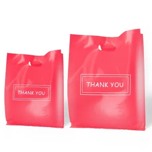 Thank You Bags for Small Business, Plastic Retail Bags Merchandise Bags Shopping Boutique Bags for Stores Boutique (Pink)