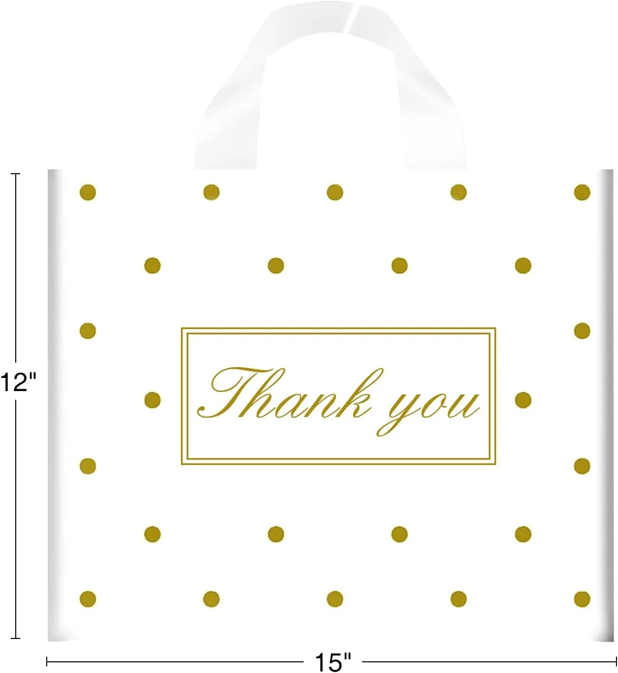 Thank You Bags for Small Business, Shopping Bags with Handle,Black Plastic Bags, White
