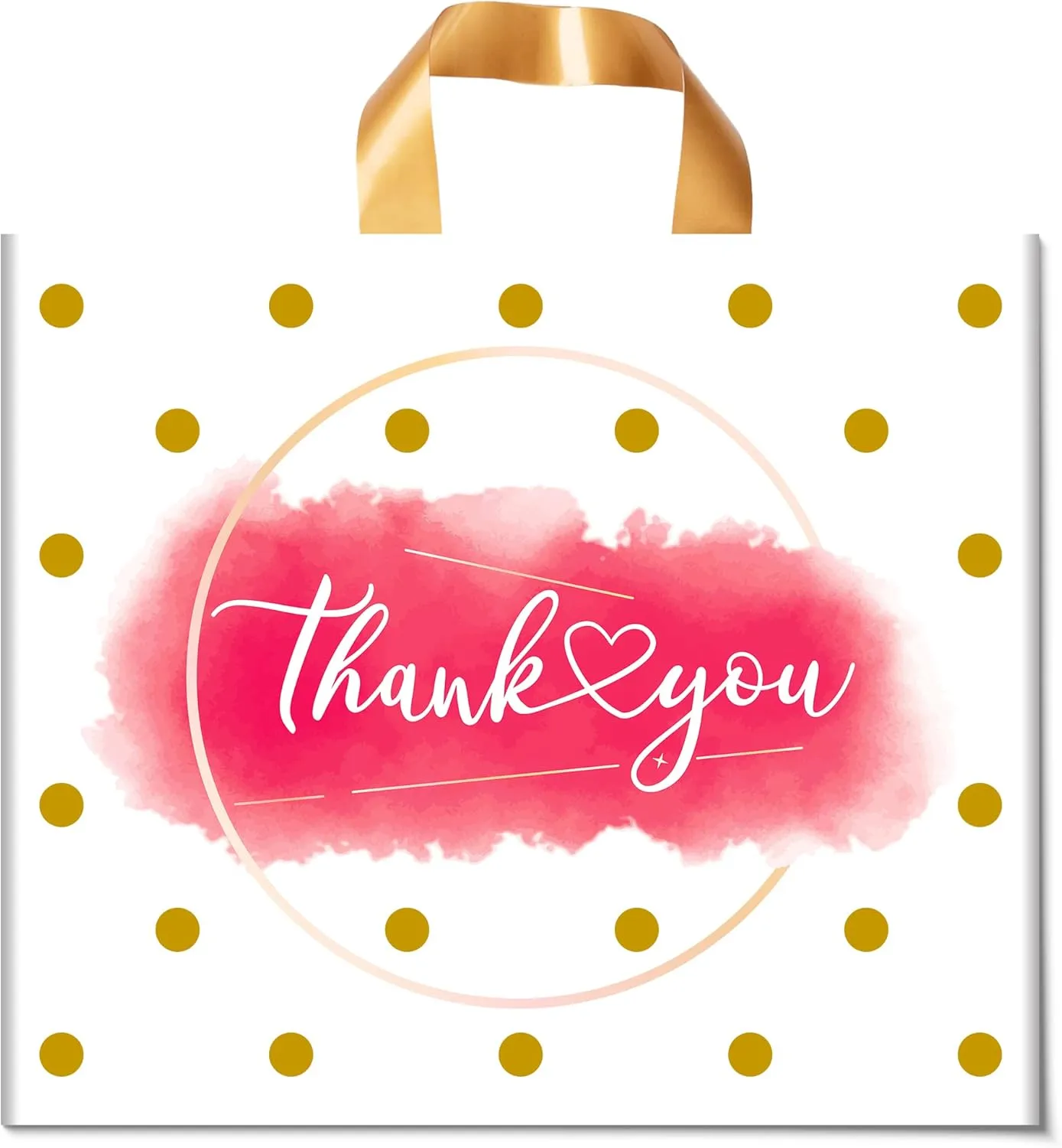 Thank You Bags Shopping Bags for Small Business Boutique Bags, 50 Pack Extra Thick Plastic Shopping Bags Merchandise Retail Bags Customers Office Party Thank You Bags for Businees Small (12X14 IN)