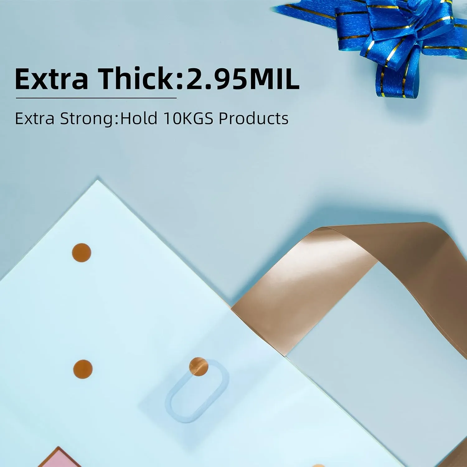 Thank You / Shopping Bags, 50 Pack Extra Thick Bulk Merchandise / Boutique Bags for Small Business Plastic Retail Bags with Loop Handle for Customers Parties Favors Goodies(Polka Dot,Medium(12"x14"))
