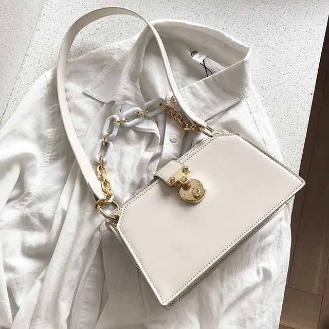 Thick Chain Design Pu Leather Shoulder Bags For Women 2020 Fashion Simple Handbags Female Handbags Lady Hand Bag