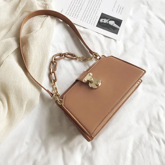 Thick Chain Design Pu Leather Shoulder Bags For Women 2020 Fashion Simple Handbags Female Handbags Lady Hand Bag
