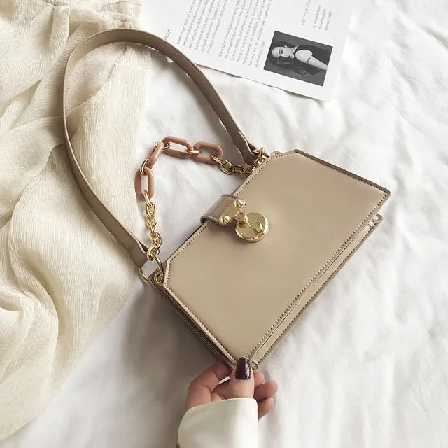Thick Chain Design Pu Leather Shoulder Bags For Women 2020 Fashion Simple Handbags Female Handbags Lady Hand Bag
