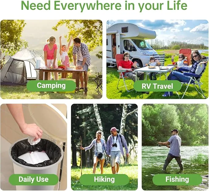 Toilet Bags 50 Count,Portable Trash Bags 8 Gallon 1.5 Mil Super Thickened Compostable Garbage Bags Kitchen Replacement Bags Plastic Free Waste Bags Ideal for Storing Household and Outdoor Waste (50)
