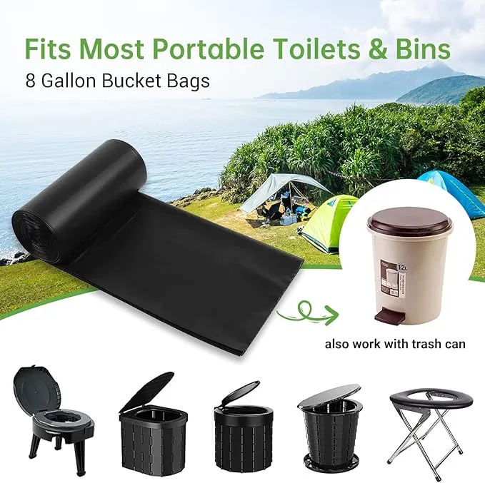 Toilet Bags 50 Count,Portable Trash Bags 8 Gallon 1.5 Mil Super Thickened Compostable Garbage Bags Kitchen Replacement Bags Plastic Free Waste Bags Ideal for Storing Household and Outdoor Waste (50)