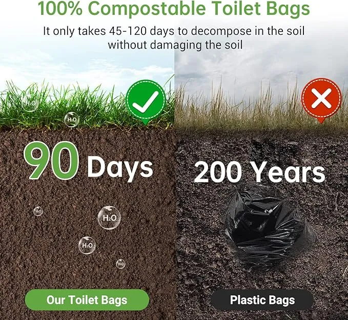 Toilet Bags 50 Count,Portable Trash Bags 8 Gallon 1.5 Mil Super Thickened Compostable Garbage Bags Kitchen Replacement Bags Plastic Free Waste Bags Ideal for Storing Household and Outdoor Waste (50)