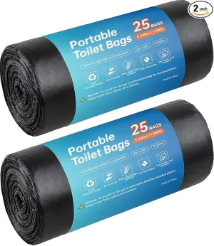 Toilet Bags 50 Count,Portable Trash Bags 8 Gallon 1.5 Mil Super Thickened Compostable Garbage Bags Kitchen Replacement Bags Plastic Free Waste Bags Ideal for Storing Household and Outdoor Waste (50)