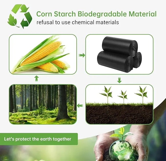 Toilet Bags 50 Count,Portable Trash Bags 8 Gallon 1.5 Mil Super Thickened Compostable Garbage Bags Kitchen Replacement Bags Plastic Free Waste Bags Ideal for Storing Household and Outdoor Waste (50)