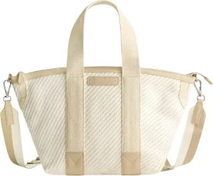 Tommy Bahama Tote, Women's Casual Everyday Bag with Zip Closure and Adjustable Shoulder Strap, Tan/White